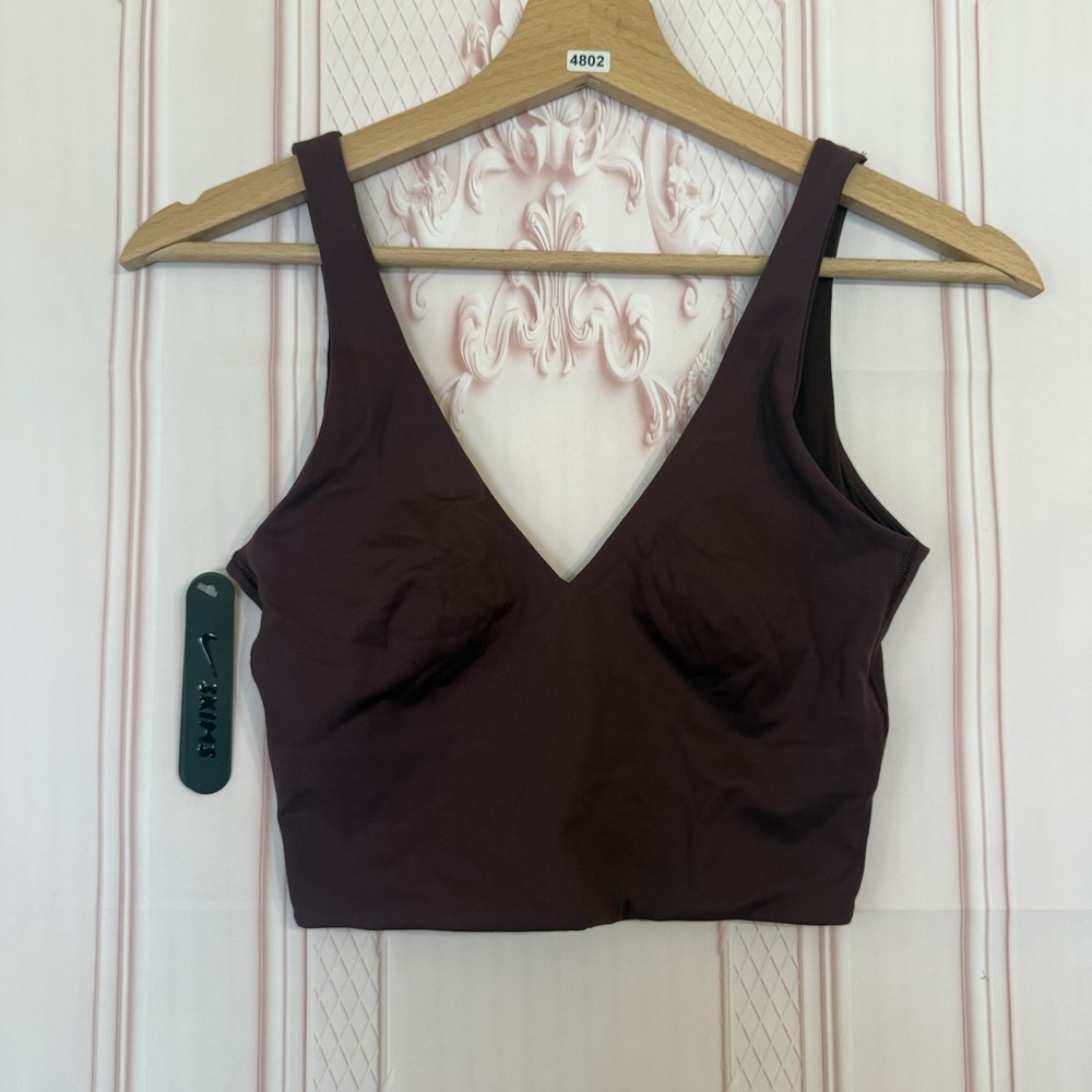NikeSKIMS SKIMS Matte V-Neck Longline Top Currant Size XS NWT Athleisure